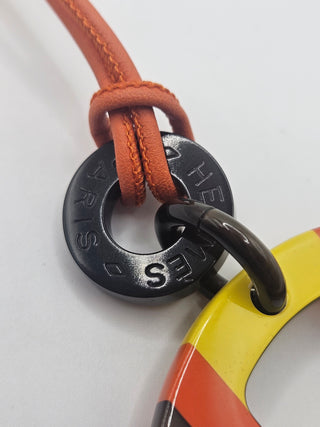 Hermès Red Multicolor H Equipe Pendant Necklace