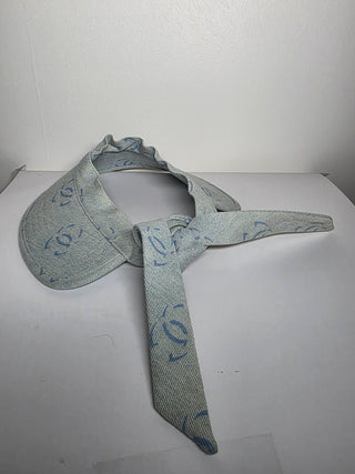 Chanel Blue Interlocking CC Denim Visor