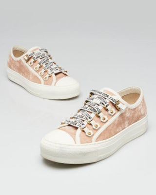 Christian Dior Light Pink Velvet Low Top Walk'N'Dior Sneakers 36.5 sz