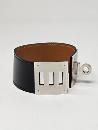 HERMÈS Black Leather Kelly Dog Wrap Bracelet