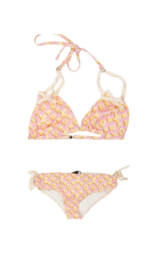 Louis Vuitton Beige Pink 2011 LV Printed 2 piece swimsuit FR 38 sz