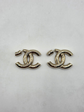 Chanel Gold-tone 2022 Interlocking CC Earrings