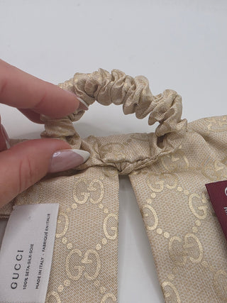 Gucci Light beige Interlocking GG logo hair bow scrunchy