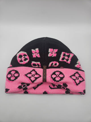 Louis Vuitton Pink Black Wool 3D Monogram Beanie NWT