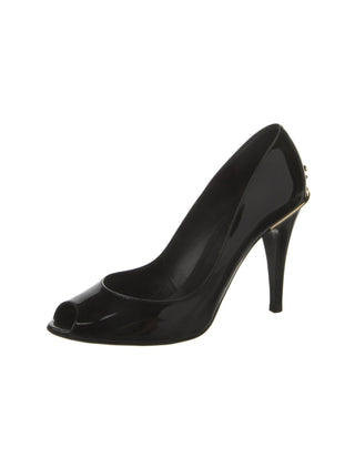 Chanel Black Patent Leather 2008 Interlocking CC Logo Pumps 39.5