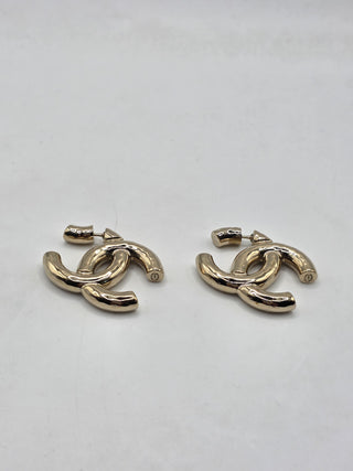 Chanel Gold-tone 2022 Interlocking CC Earrings