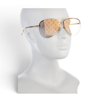 Louis Vuitton Gold-tone LV Monogram Aviator Sunglasses