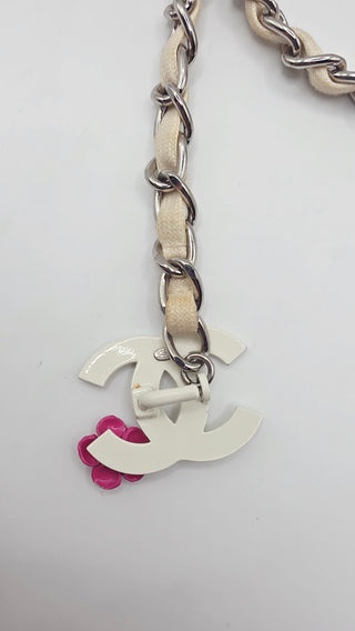 Chanel Gold-tone white leather 2004 Chain-Link Belt M sz