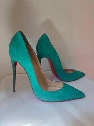 Christian Louboutin green suede So Kate Pointed-Toes pumps 41 sz