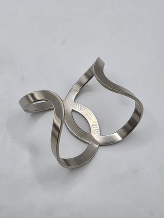 Chanel Silver-tone Interlocking CC Oversized Cuff Bracelet