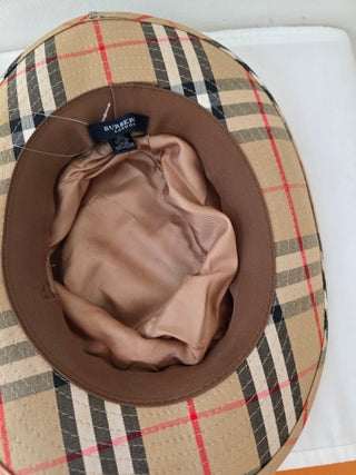 Burberry Brown Multicolor Nova Check Plaid bucket hat S sz