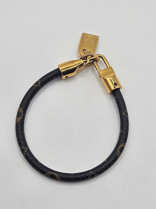 Louis Vuitton Brown Leather LV Monogram Luck It charm Bracelet