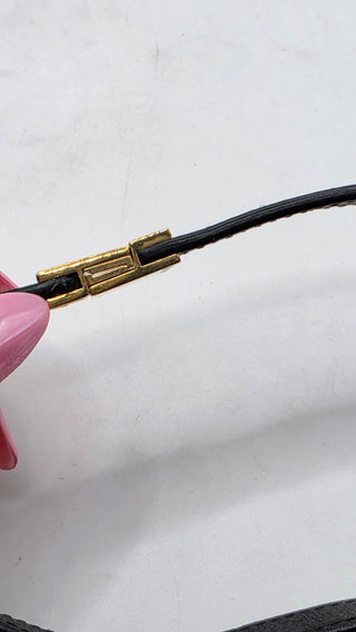 Saint Laurent Gold-tone YSL Logo Leather Choker