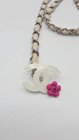 Chanel Gold-tone white leather 2004 Chain-Link Belt M sz