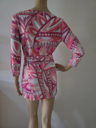 Emilio Pucci Pink Printed Bateau Neckline Tunic S sz