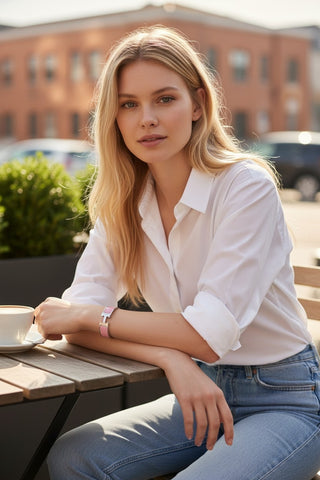 Hermès Rose Velours White Enamel Palladium Plated Clic-Clac H PM Wide Bracelet