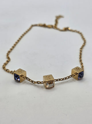 Louis Vuitton Gold-tone Crystal Gamble Station Necklace