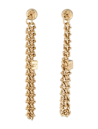 Fendi Gold-tone Crystal Chain Drop FF Logo Earring