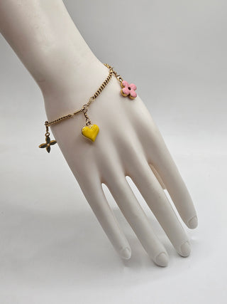 Louis Vuitton Gold-tone Sweet LV Monogram Enamel Charm Bracelet