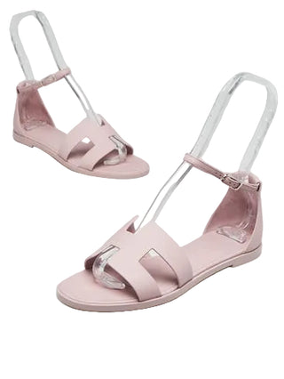 Hermes Rose Cancan Leather Santorini Sandals 38.5 sz