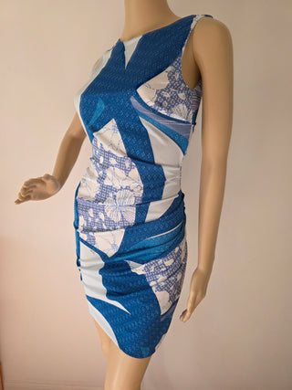 Emilio Pucci Blue Multicolor Signature Print Summer Dress 6 sz