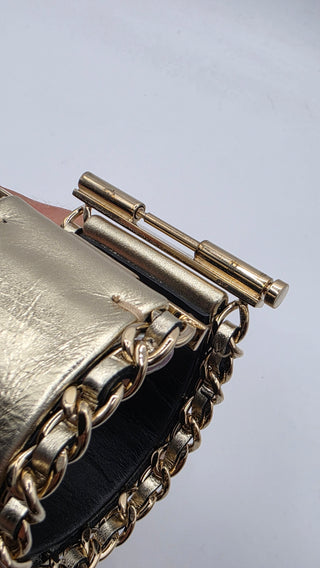 Chanel Gold-tone Leather Interlocking CC Wide Bracelet