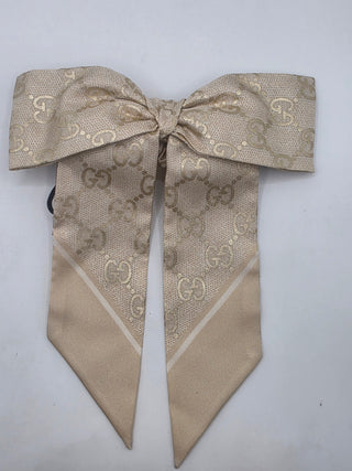 Gucci Light beige Interlocking GG logo hair bow scrunchy