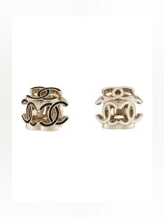 Chanel Gold-tone 2022 Resin Interlocking CC Stud Earrings