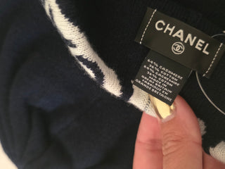 Chanel Black/White Interlocking CC Cashmere Beanie One size