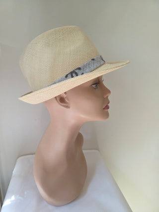Chanel Beige 2022 Interlocking CC Raffia Fedora Hat S sz