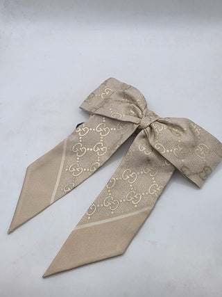Gucci Light beige Interlocking GG logo hair bow scrunchy