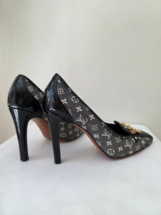 Louis Vuitton Blue Canvas LV Monogram Printed Pumps 39 sz