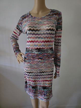 Missoni purple multicolor striped summer dress 10 US sz