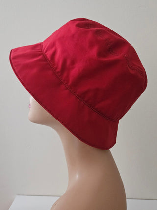 Prada Red Nylon Logo Printed Bucket Hat M sz