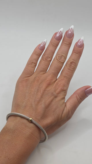 David Yurman Sterling Silver Classic Cable Gold Station Cuff Bracelet