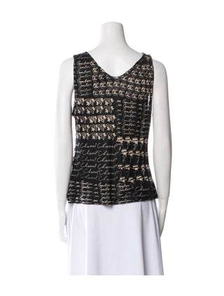 Chanel Black Interlocking CC Logo sleeveless top L sz