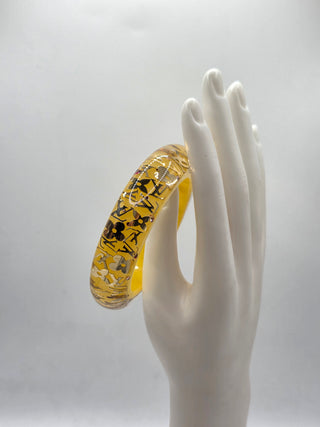 Louis Vuitton Gold-tone Wide lV Charm Inclusion Bangle