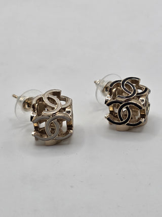 Chanel Gold-tone 2022 Resin Interlocking CC Stud Earrings