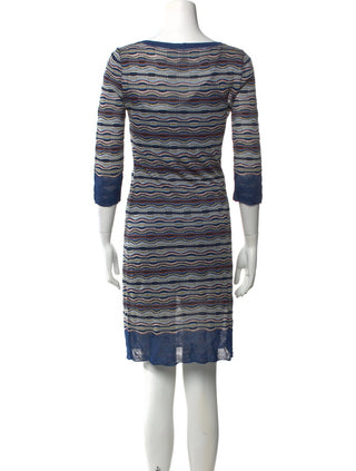 M Missoni Blue Multicolor Striped Knee-Length Dress US4 IT40