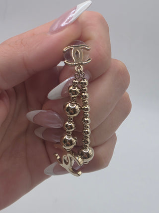 Chanel Gold-tone Interlocking CC Ball Drop Earrings