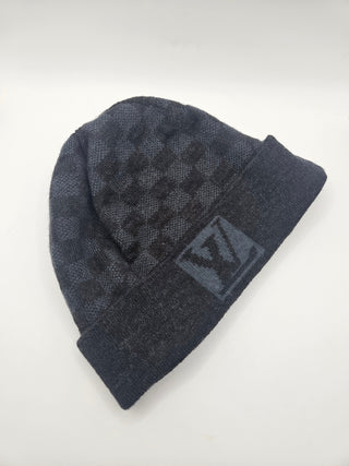 Louis Vuitton Black Petit Damier LV Monogram Wool Beanie