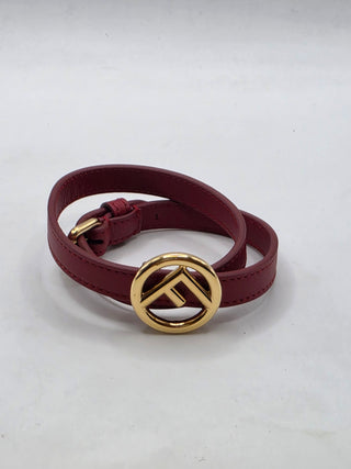 Fendi Red Leather F Is Fendi Double Wrap Bracelet