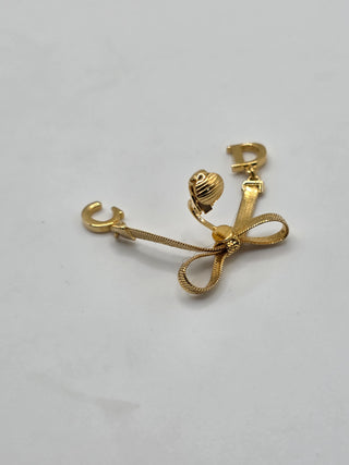 Christian Dior Gold-tone CD Logo Bow Clip-On Earrings