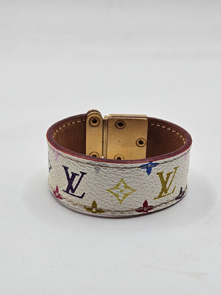 Louis Vuitton Gold-tone Multicolor Leather Koala Lock Bracelet