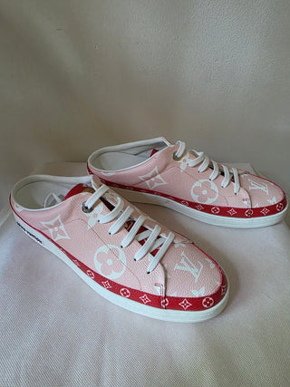 Louis Vuitton Pink Red LV Monogram Sneakers 41 sz
