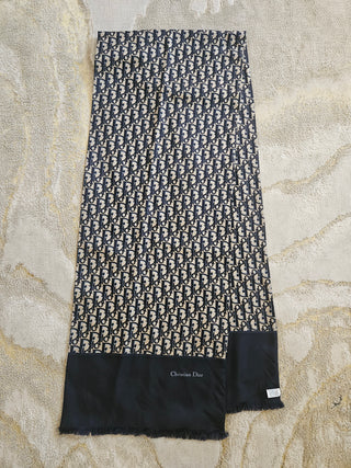 Christian Dior Navy Blue multicolor Silk Diorissimo Printed Scarf