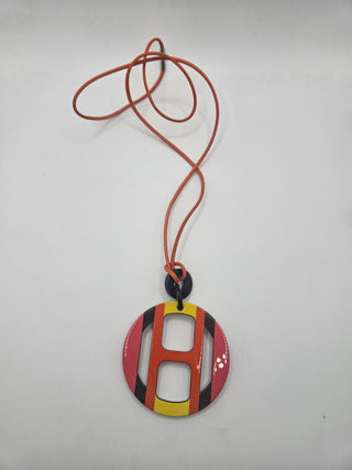 Hermès Red Multicolor H Equipe Pendant Necklace