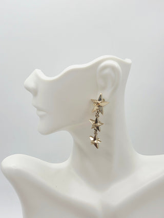 Chanel Gold-tone Interlocking CC Star Drop Earrings