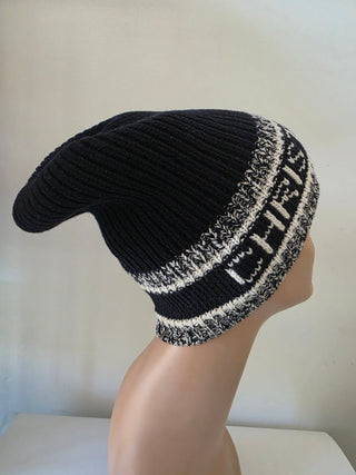 Christian Dior Navy Blue Logo Embroidered wool beanie One sz