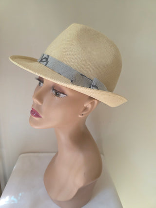 Chanel Beige 2022 Interlocking CC Raffia Fedora Hat S sz